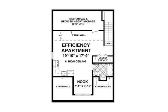 Floor Plan - Upper Floor for Craftsman House Plan #56-611 - 1 bed, 1 bath