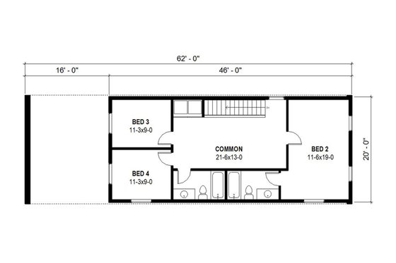 Floor Plan - Upper Floor for Modern House Plan #497-36 - 4 bed, 3 bath