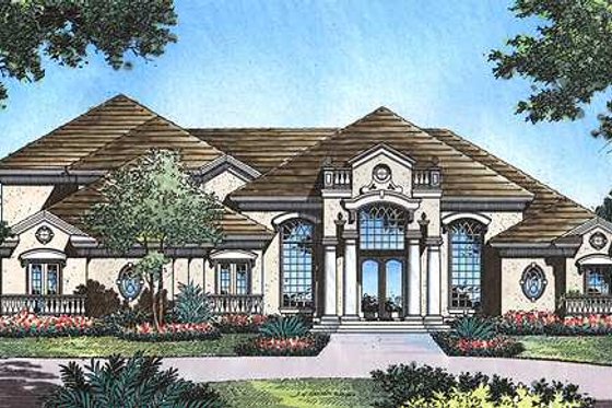 Exterior - Front Elevation for European House Plan #417-431 - 4 bed, 6 bath