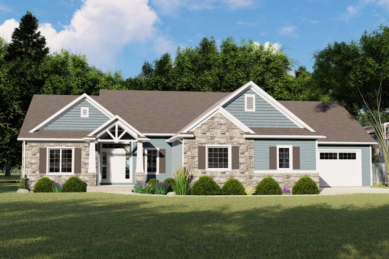 Architectural House Design - Craftsman Exterior - Front Elevation Plan #1064-66