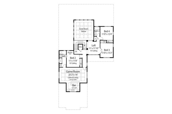 Floor Plan - Upper Floor for Mediterranean House Plan #938-91 - 4 bed, 4 bath