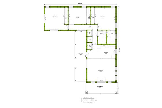 Floor Plan - Main Floor for Craftsman House Plan #1106-104 - 3 bed, 2 bath