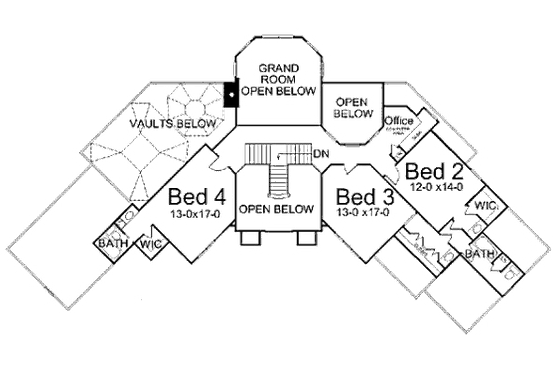 Floor Plan - Upper Floor for Classical House Plan #119-111 - 4 bed, 3.5 bath