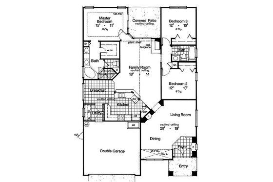Floor Plan - Main Floor for Mediterranean House Plan #417-147 - 3 bed, 2 bath