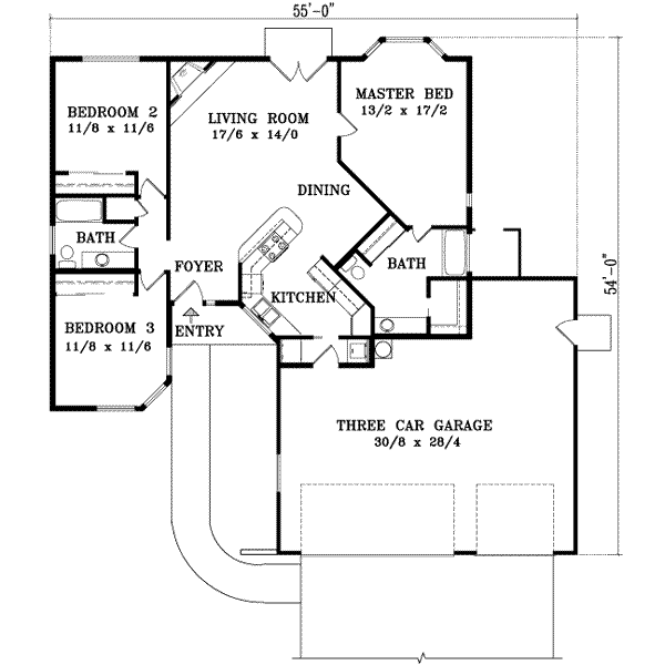 Adobe / Southwestern Floor Plan - Main Floor Plan #1-982