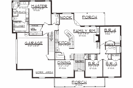 Floor Plan - Main Floor for Traditional House Plan #62-119 - 4 bed, 2.5 bath