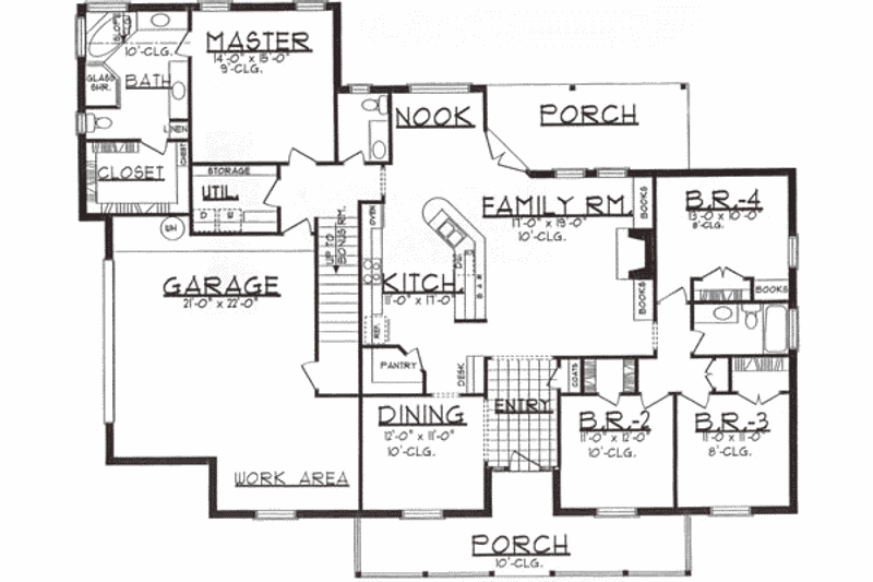 Home Plan - Floor Plan - Main Floor for Traditional House Plan #62-119 - 4 bed, 2.5 bath