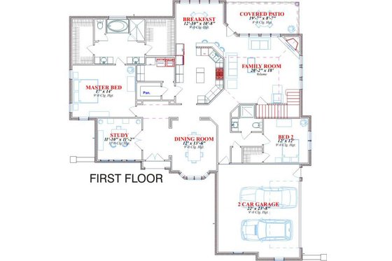 Floor Plan - Main Floor for Traditional House Plan #63-132 - 4 bed, 4 bath