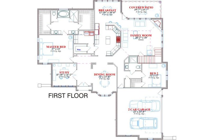 Home Plan - Floor Plan - Main Floor for Traditional House Plan #63-132 - 4 bed, 4 bath
