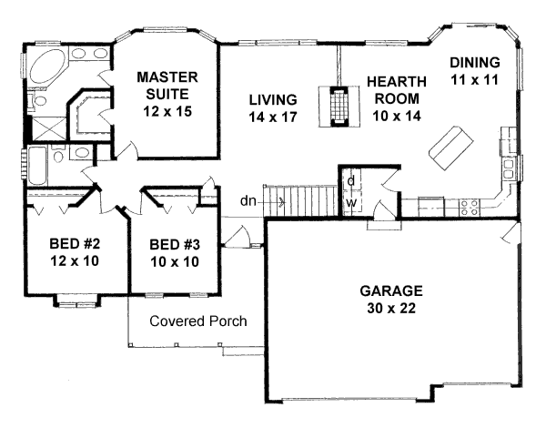 House Design - Ranch Floor Plan - Main Floor Plan #58-196