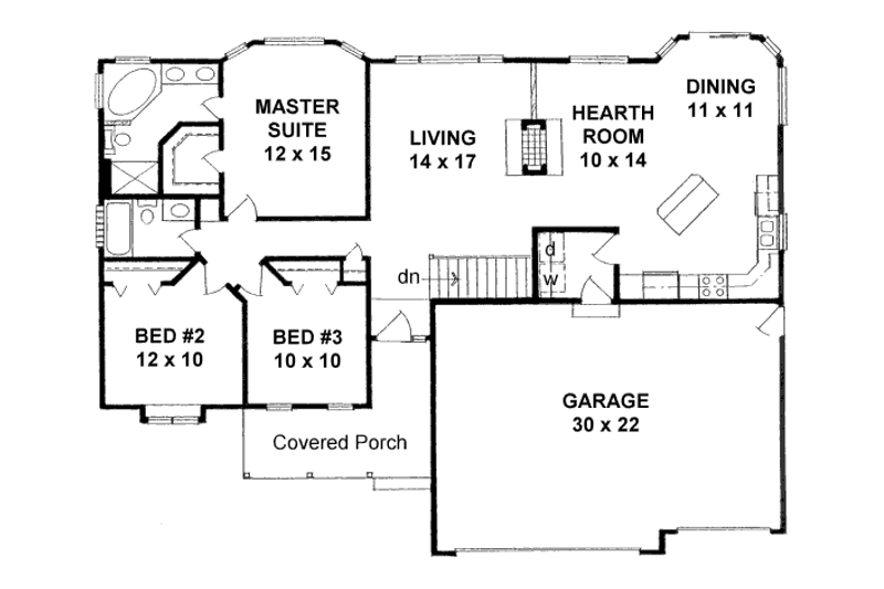 Home Plan - Floor Plan - Main Floor for Ranch House Plan #58-196 - 3 bed, 2 bath
