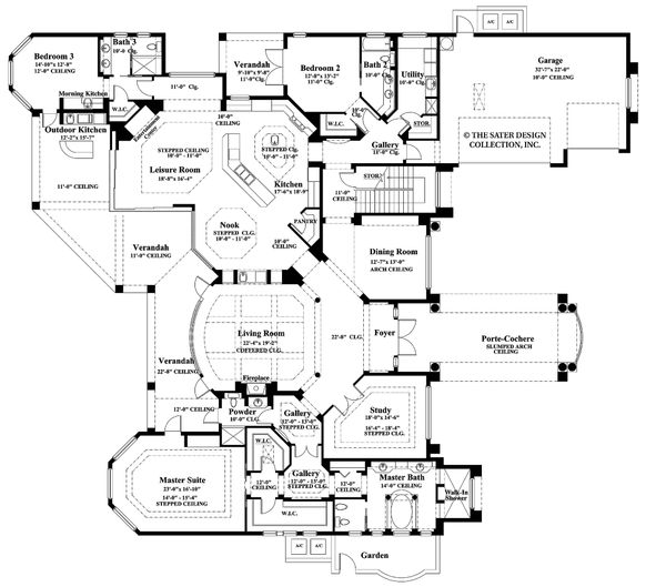 House Plan Design - Mediterranean Floor Plan - Main Floor Plan #930-15
