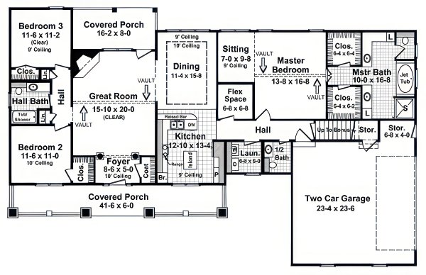 House Design - Ranch Floor Plan - Main Floor Plan #21-625