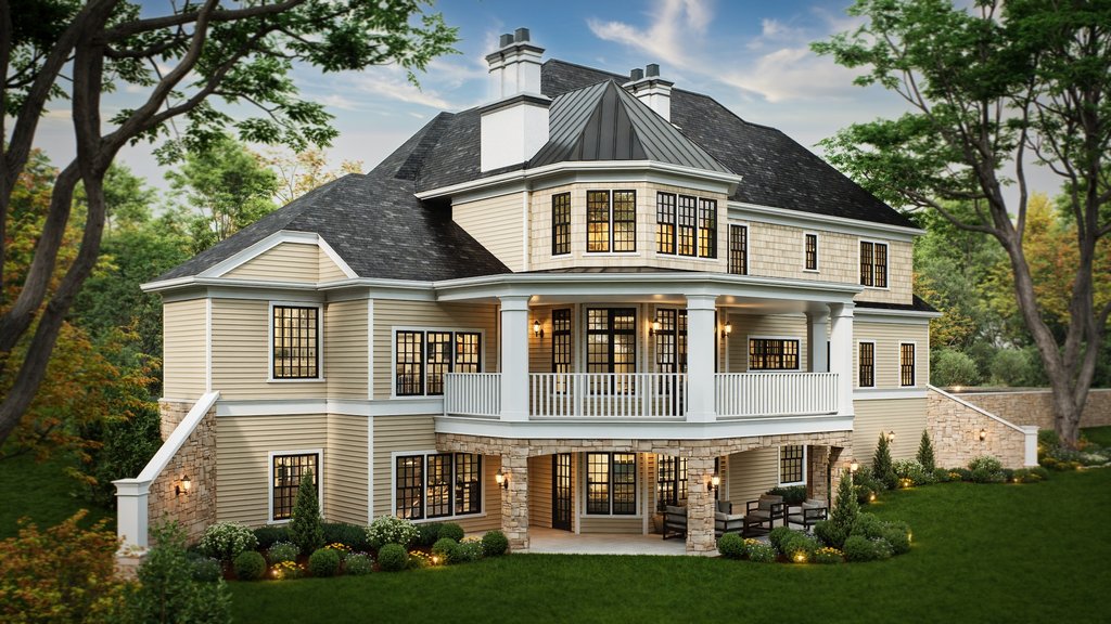 Exterior - Rear Elevation for European House Plan #119-152 - 4 bed, 2.5 bath