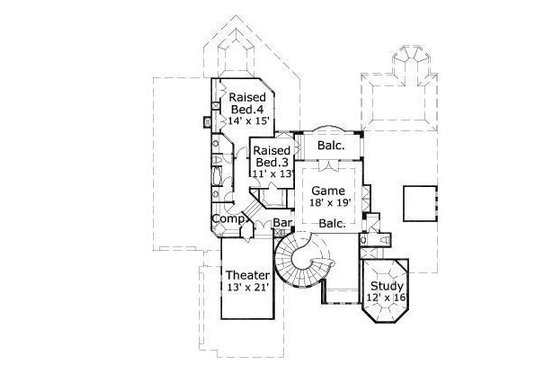 Floor Plan - Upper Floor for Mediterranean House Plan #411-641 - 4 bed, 3.5 bath