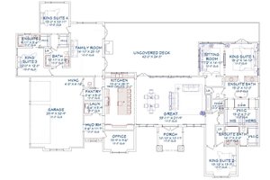 Floor Plan - Main Floor for Farmhouse House Plan #1109-11 - 4 bed, 4.5 bath