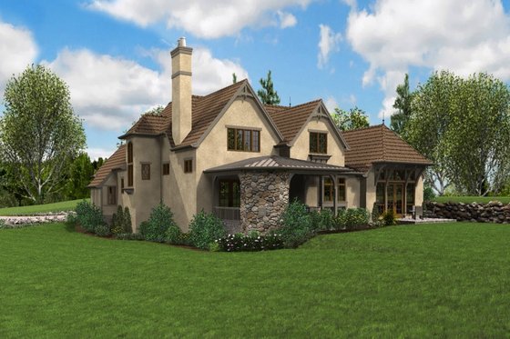Exterior - Rear Elevation 2 for European House Plan #48-625 - 3 bed, 3.5 bath