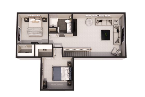 Floor Plan - Upper Floor 1 for Farmhouse House Plan #51-1404 - 3 bed, 2 bath