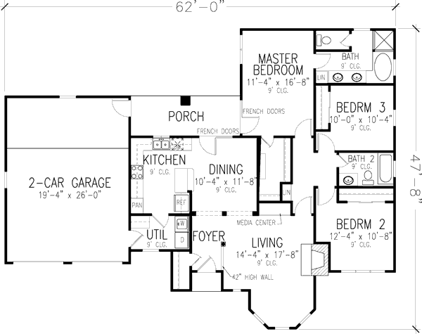 House Plan Design - Cottage Floor Plan - Main Floor Plan #410-145