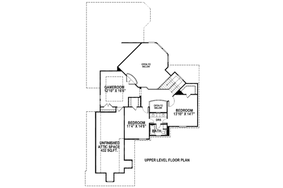 Floor Plan - Upper Floor for European House Plan #141-254 - 3 bed, 2.5 bath