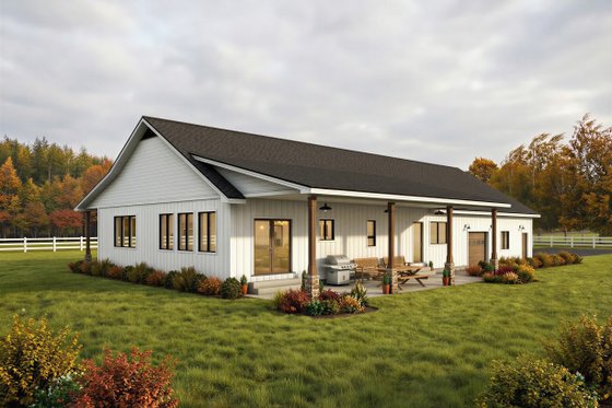 Exterior - Rear Elevation for Barndominium House Plan #1084-6 - 3 bed, 2.5 bath