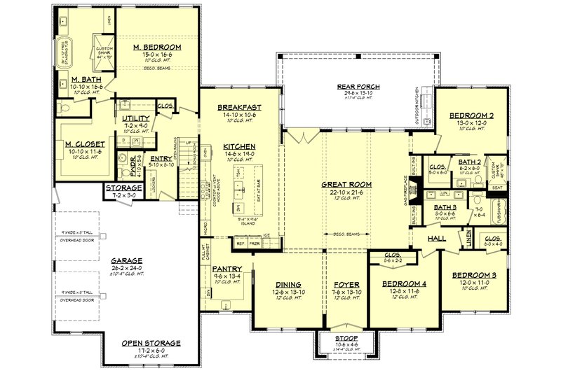 Home Plan - Floor Plan - Main Floor for Farmhouse House Plan #430-410 - 4 bed, 3.5 bath