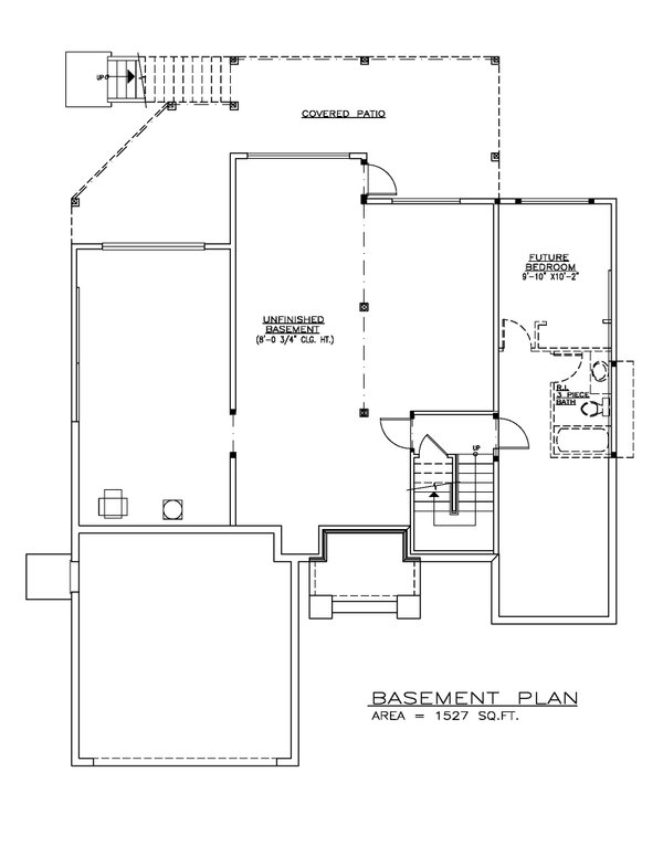 Dream House Plan - Floor Plan - Lower Floor for Craftsman House Plan #1100-127 - 3 bed, 2 bath