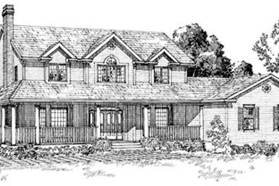 Exterior - Front Elevation for Country House Plan #47-219 - 4 bed, 2.5 bath