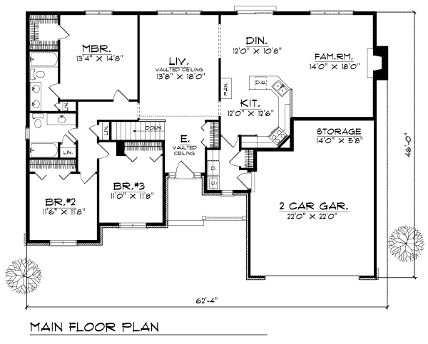 Traditional Floor Plan - Main Floor Plan #70-220