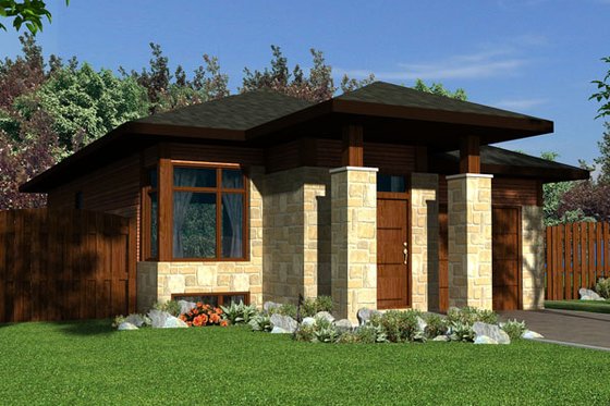 Exterior - Front Elevation for Modern House Plan #138-383 - 2 bed, 1 bath