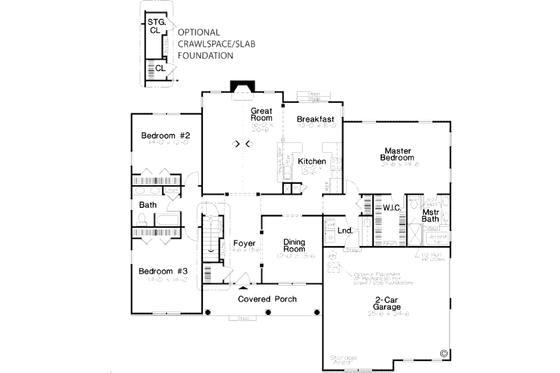Floor Plan - Main Floor for Bungalow House Plan #312-624 - 3 bed, 2 bath