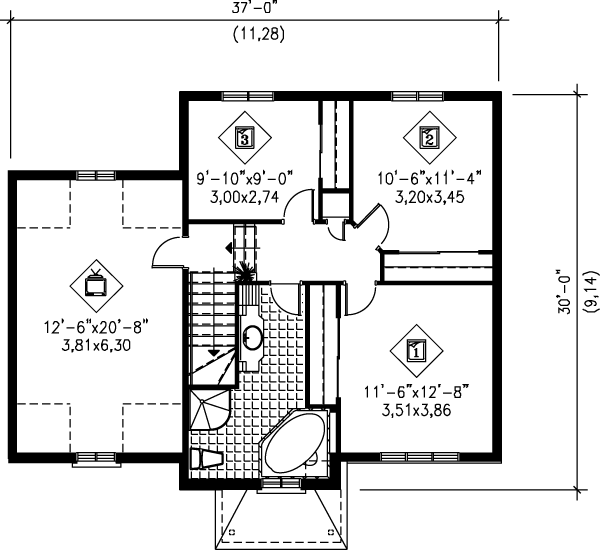 European Floor Plan - Upper Floor Plan #25-294