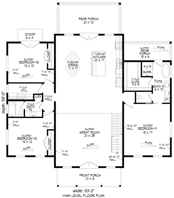 House Blueprint - Barndominium Floor Plan - Main Floor Plan #932-1364