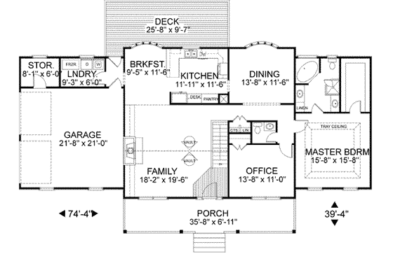 Floor Plan - Main Floor for Southern House Plan #56-183 - 4 bed, 2.5 bath