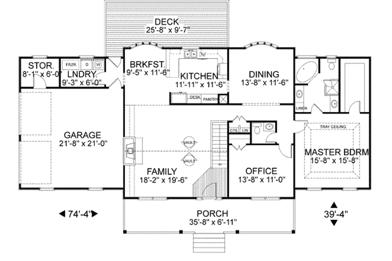 Dream House Plan - Floor Plan - Main Floor for Southern House Plan #56-183 - 4 bed, 2.5 bath