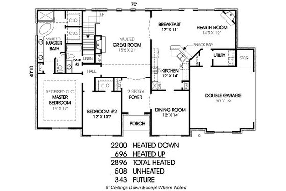 Floor Plan - Main Floor for European House Plan #424-263 - 4 bed, 3 bath