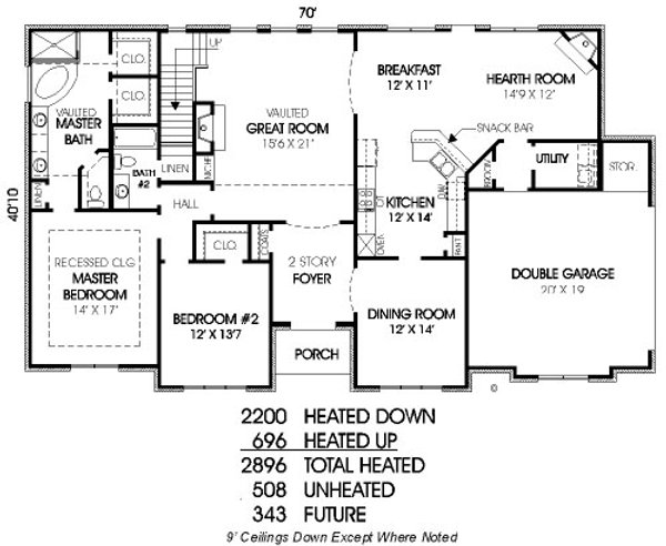 Floor Plan - Main Floor for European House Plan #424-263 - 4 bed, 3 bath