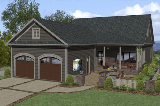 Exterior - Rear Elevation for Craftsman House Plan #56-708 - 3 bed, 2 bath