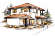 Mediterranean Style House Plan - 2 Beds 2.5 Baths 1529 Sq/Ft Plan #1101-62 Exterior 