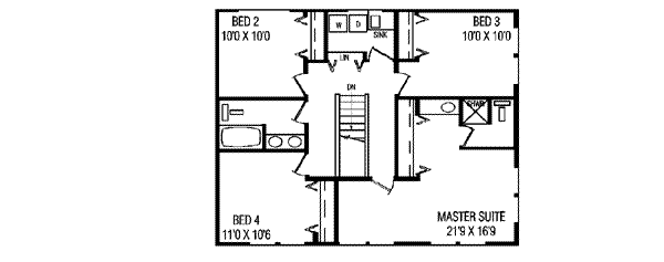 House Blueprint - Colonial Floor Plan - Upper Floor Plan #60-107