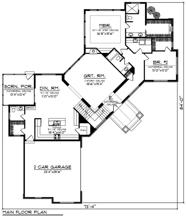 Home Plan - Country Floor Plan - Main Floor Plan #70-1225