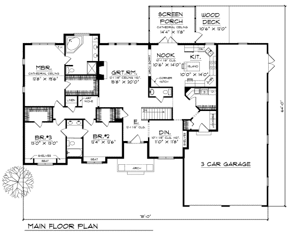 Home Plan - Traditional Floor Plan - Main Floor Plan #70-340