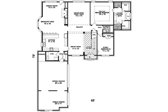 Floor Plan - Main Floor for Traditional House Plan #81-579 - 3 bed, 3 bath