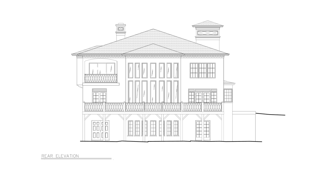 Exterior - Rear Elevation for European House Plan #119-341 - 4 bed, 4 bath