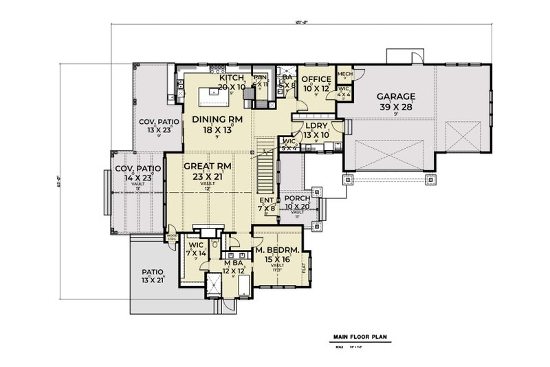 Dream House Plan - Floor Plan - Main Floor for Craftsman House Plan #1070-152 - 4 bed, 3 bath