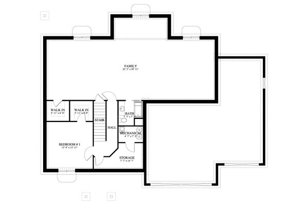 House Blueprint - Ranch Floor Plan - Lower Floor Plan #1060-6
