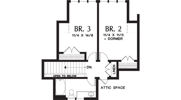Craftsman Floor Plan - Upper Floor Plan #48-655