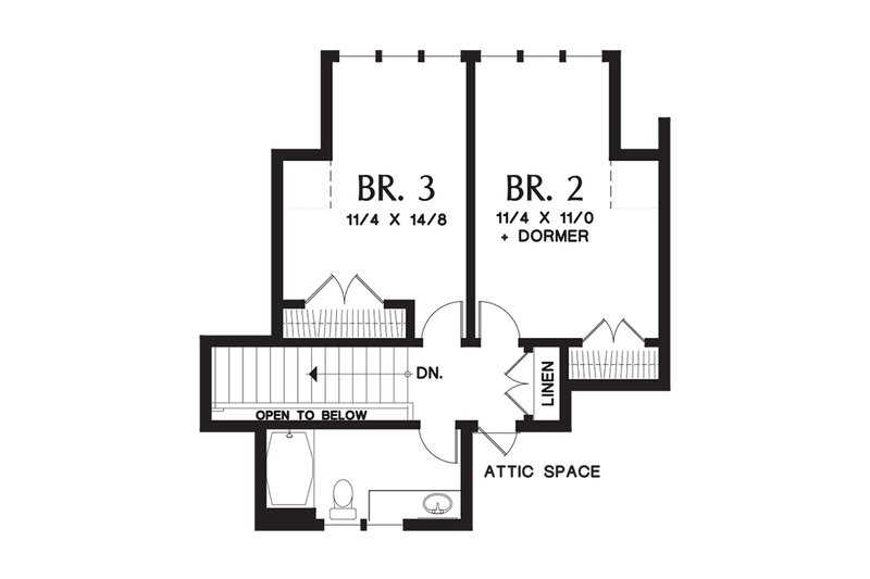 Architectural House Design - Floor Plan - Upper Floor for Craftsman House Plan #48-655 - 3 bed, 2.5 bath