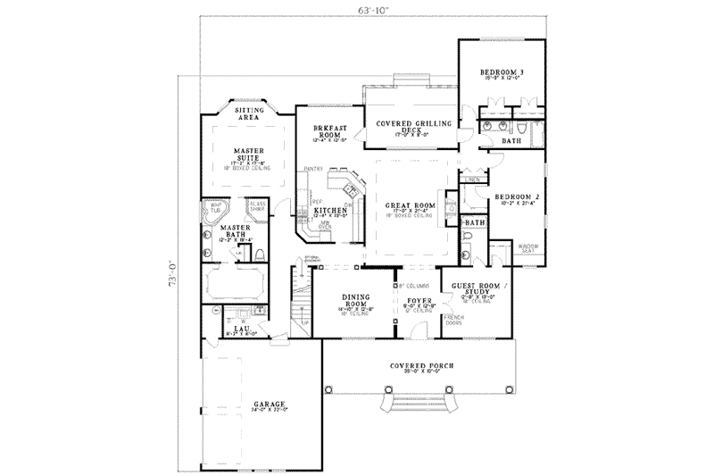 Dream House Plan - Floor Plan - Main Floor for Farmhouse House Plan #17-457 - 5 bed, 4 bath