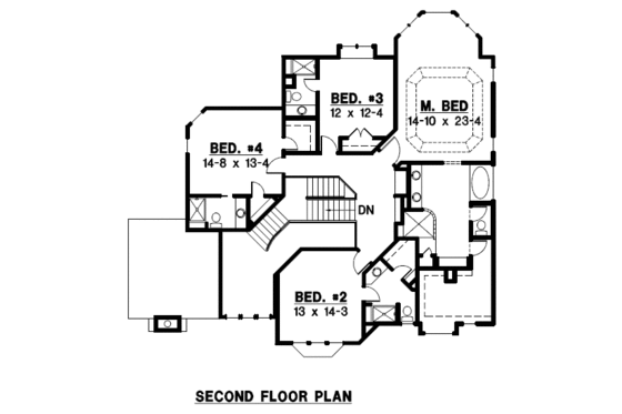 Floor Plan - Upper Floor for Modern House Plan #67-507 - 4 bed, 4.5 bath